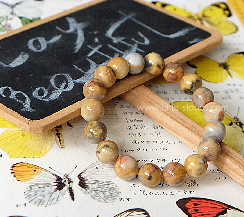 ++ Crazy Lace Agate เครซี่เลซอาเกต เม็ดกลม ขนาด 10 mm ลายกระจุ๋งกระจิ๋งน่ารัก ++