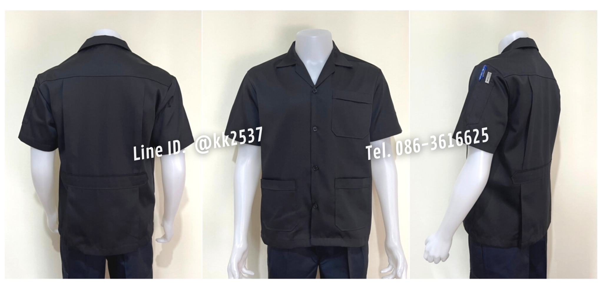 รหัส A 280 เสื้อช่างแขนสั้นแบบสามกระเป๋าสีกรมท่า(สั่งตัด)