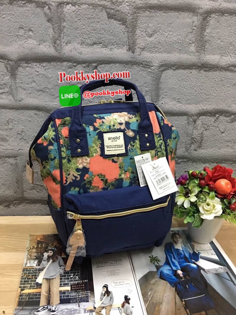 งาน3ป้าย ❤️ ภายในมีวดป((code) ❤️ ดุมCarrot New collection 2017!! กับ Anello Cotton backpack Flower pattern สไตล์วินเทจ ผ้าcottonแท้ ปากกระเป๋ามีโครงเป็นสัญลักษณ์ หูจับมีตัวล้อค ด้านหลังมีซิปเปิดปิดเพื่อหยิบจับของด้านในได้ ภายในกว้าง ใส่a4ได้