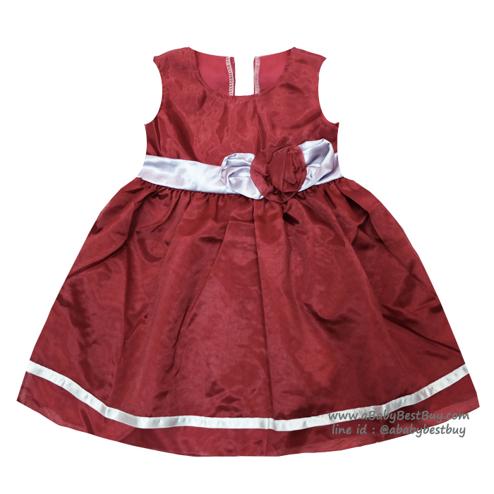 ( Size2-3-4)ชุดเดรสราตรีแขนกุดสีแดง เด็กผู้หญิง สุดน่ารัก ใส่สบาย (สำหรับเด็กอายุ 2-4 ปี)