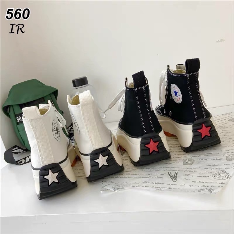 แบบขายดี!! พร้อมส่ง ผ้าใบรุ่นใหม่สไตล์converse รุ่นเสริมส้นหุ้มข้อ ที่เกาหลีฮิตมากค่ะรุ่นนี้ ใส่เก๋ เท่ และทำให้ดูสูงขึ้น เสริมส้น 2 นิ้ว กันลื่นงานดี แนะนำค่า