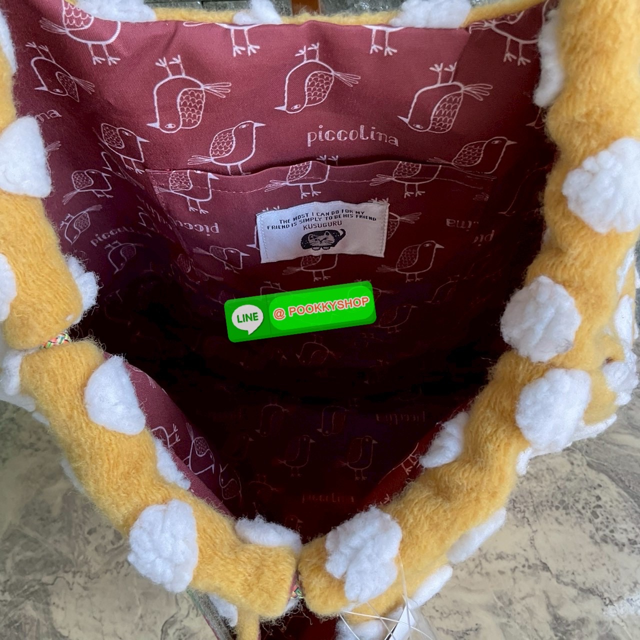 Japanese Kusuguru Woolen Polka Dot Cat Brooch Handbag Hand Bag Can Be Worn on One Shoulder Shopping Bag Work Clothing กระเป๋าถือลายจุดแมว Kusuguru ขนสัตว์ญี่ปุ่น ผิวสัมผัสจับนุ่มมือ 💕 แถมฟรีเข็มกลัดรูปแมว