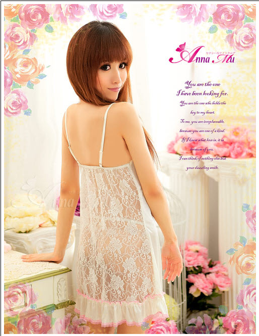 *ชุดนอน เซ็กซี่ ซีทรู สีครีม ลูกไม้เซ็กซี่ด้านหลัง Romance Diary!