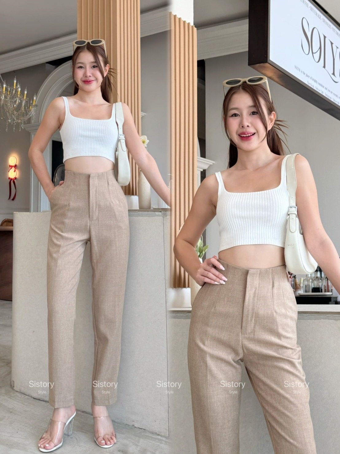 กางเกงแฟชั่น อาบิเกลงผ้าสโนว์กางเกงทรงบอย