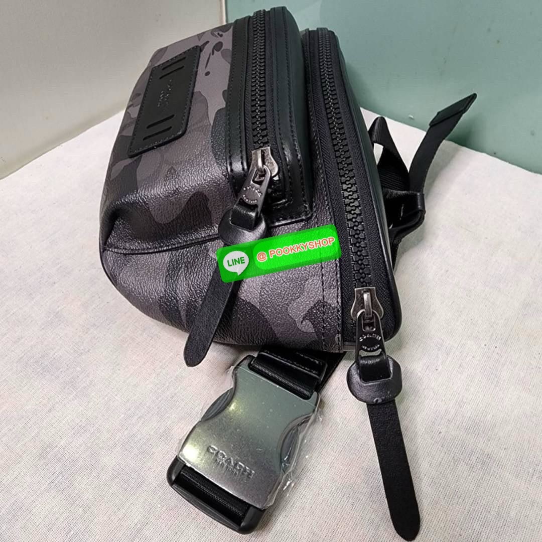 กระเป๋า คาดอก/คาดเอว COACH TERRAIN BELT BAG IN SIGNATURE CANVAS WITH CAMO PRINT (COACH F89034) เป๋าคาดเข็มขัด ผ้าใบเคลือบซิกเนเจอร์และหนังลูกวัวอย่างดี ภายในกระเป๋ามัลติฟังก์ชั่น ปิดด้วยซิป ซับในผ้า กระเป๋าซิปด้านนอก สายปรับได้สำหรับสวมใส่ที่เอว