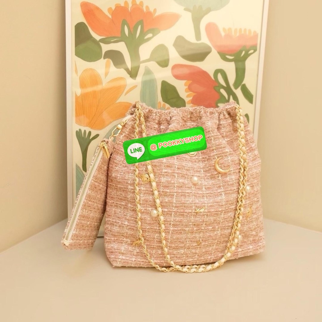 KEEP Universe tote bag ( ผ้า Tweet ) กระเป๋าสะพายข้างทรง Tote ขนาดกำลังดี ใช้งานง่าย