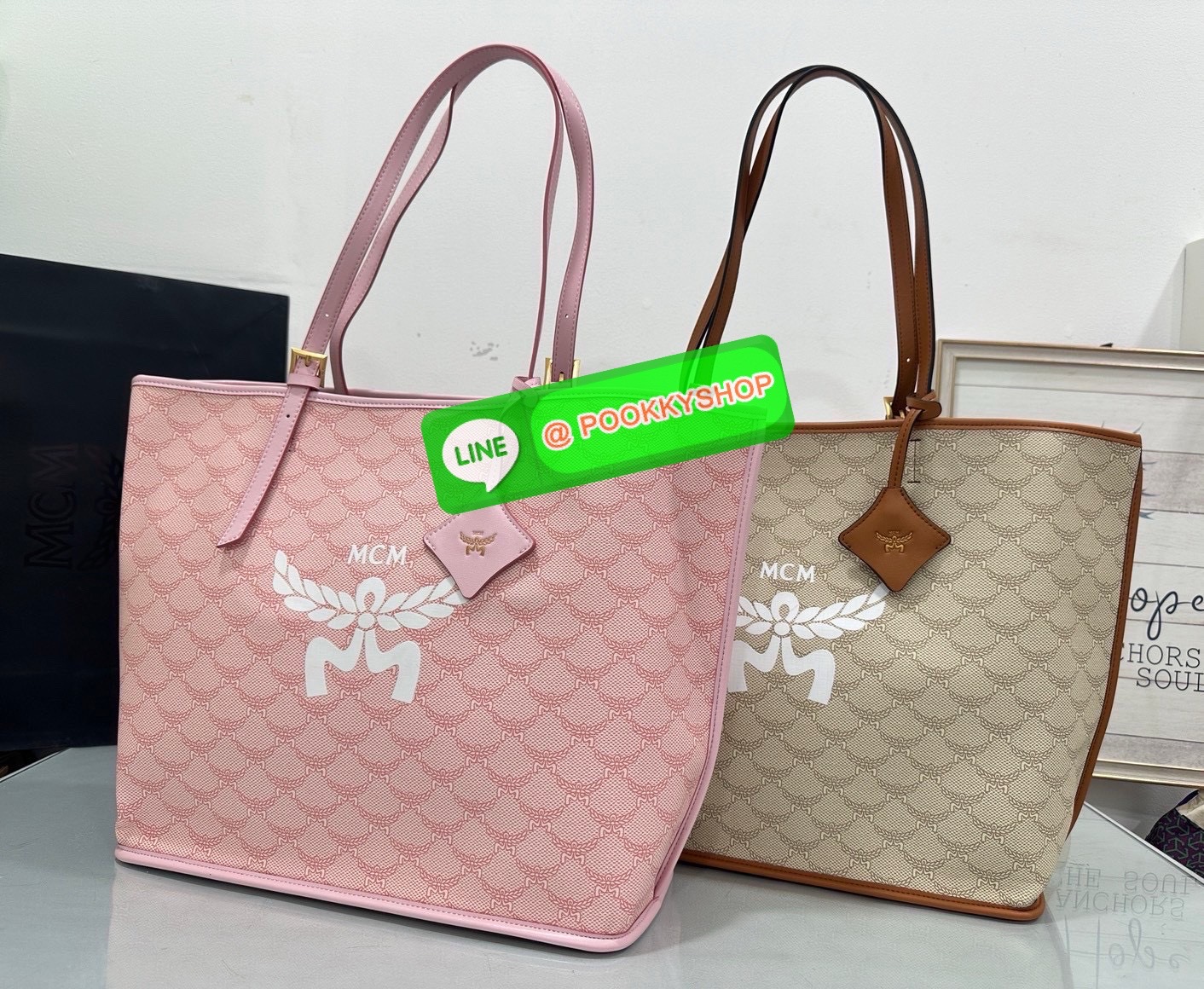 MCM Himmel Shopper in Lauretos • กระเป๋าช้อปเปอร์รุ่นHimmel Shopper • วัสดุ Lauretos Monogram Canvas ลายตัว M + ใบลอเรล เอกลักษณ์ใหม่ของ MCM