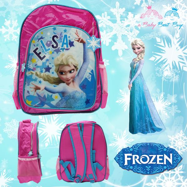 'Disney Frozen - กระเป๋าเป้สะพายหลัง ลายเจ้าหญิงอันนา เอลซ่า กระเป๋านักเรียน ของแท้ ลิขสิทธิแท้ (14 นิ้ว)