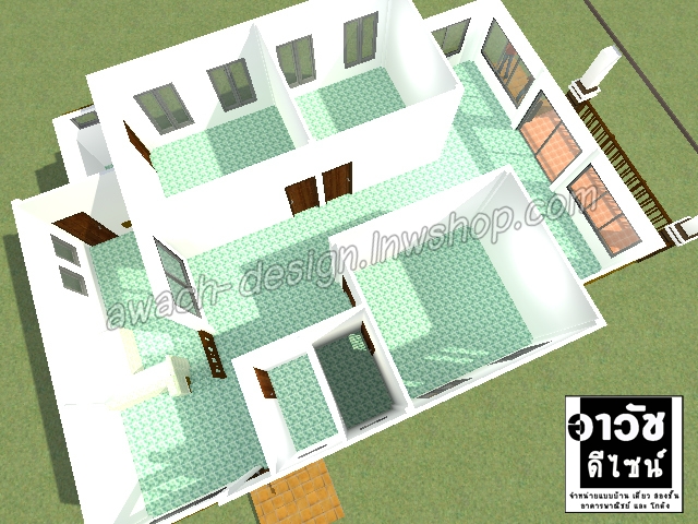 C0328 แบบบ้านพักอาศัย 1 ชั้น 3 ห้องนอน