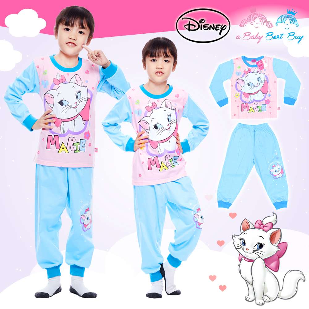ฮ ( S-M-L )ชุดนอน Disney Marie เสื้อแขนยาว กางเกงขายาวสีฟ้าสุดน่ารัก ดิสนีย์แท้ ลิขสิทธิ์แท้(สำหรับเด็กอายุ 2-8 ปี)