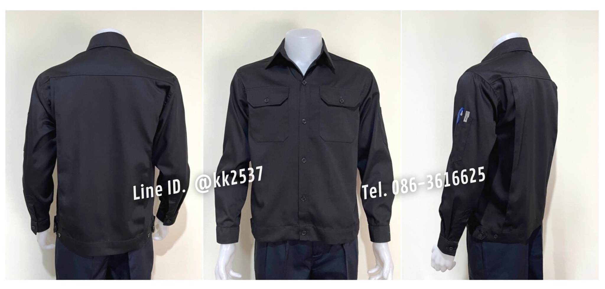 รหัส A 261 เสื้อช่างแขนยาวผ้าคอมทวิวสีกรมท่าล้วน(สั่งตัด)