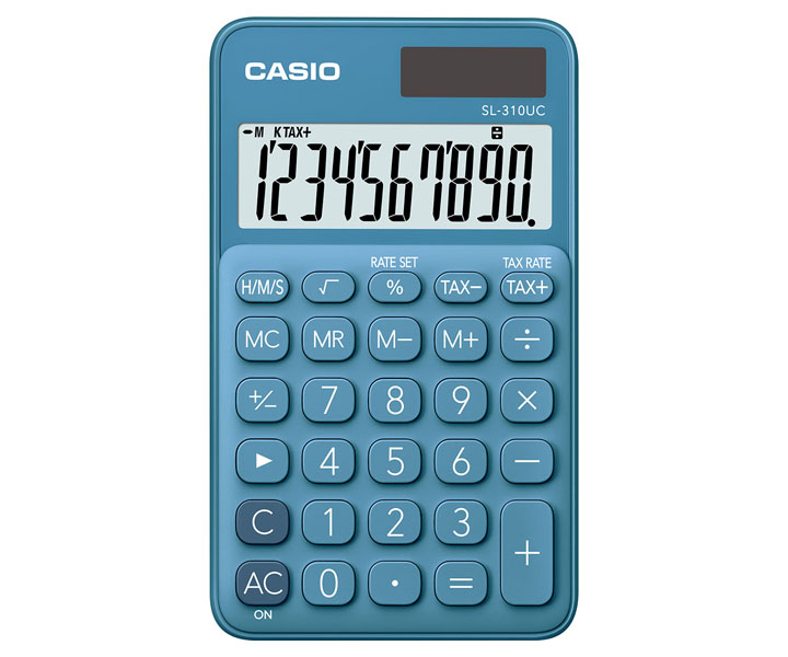 เครื่องคิดเลขพกพา 10 หลัก Casio # SL-310UC สีฟ้าทะเล