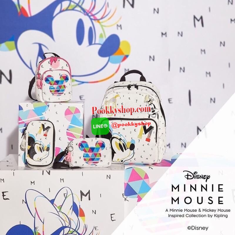 Kipling & Disney Summer 2019 Minnie Mouse and Mickey Mouse กระเป๋าเป้สะพายหลังสไตล์ Backpack มาพร้อมพวงกุญแจลิง ด้านหน้ามีช่องซิปแยกใส่ของจุกจิก ด้านข้างมีกระเป๋าข้าง ภายในช่องใหญ่หลัก มีช่องซิปใส่ของ พร้อมช่องเล็ก2ช่อง เปิด-ปิด ด้วยซิป วัสดุผ้ากันน้ำ จุข