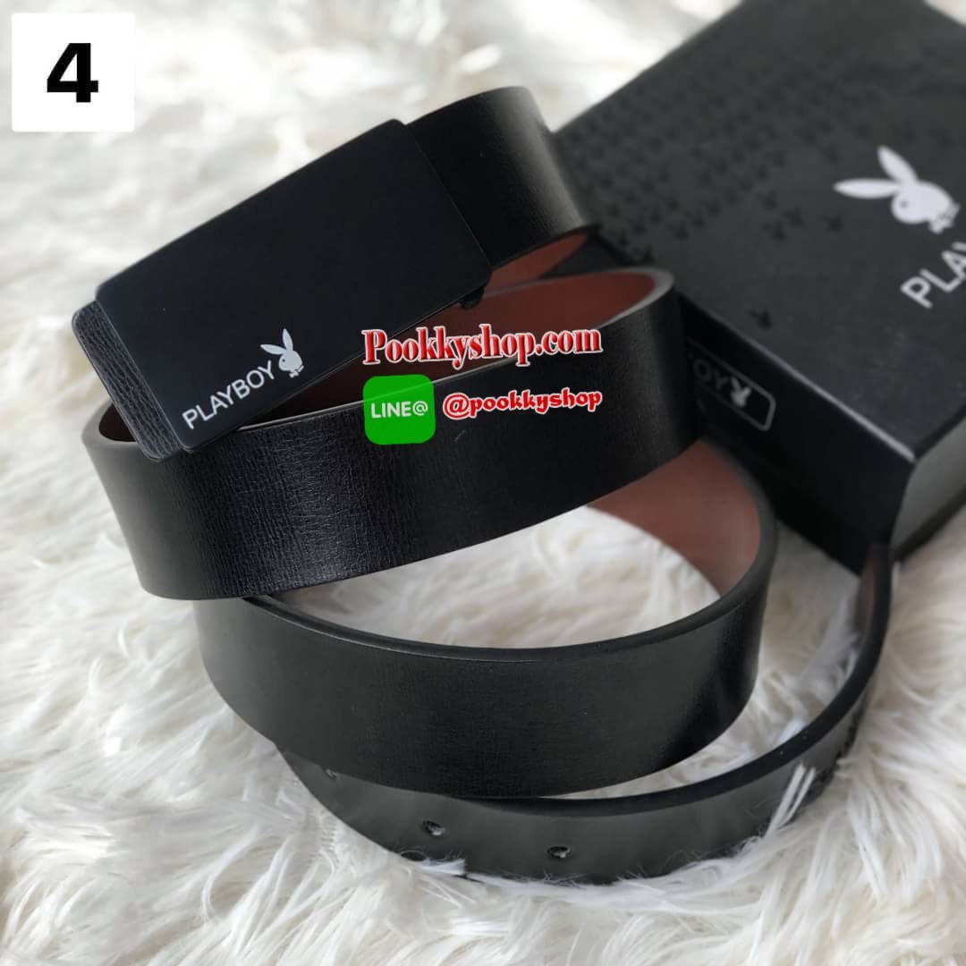 DON'T MISS! PLAYBOY MEN LEATHER BELT (Free Size) เข็มขัดหนังสีดำรุ่นสุดฮิตจาก Playboy หัวเข็มขัดโลหะดำตัดเงินปั้มโลโก้คุณภาพดีตามแบบฉบับของแบรนด์ดีไซน์คลาสสิคเข้าได้กับทุกชุดสามารถปรับได้หลายระดับ มาพร้อมกล่องแบรนด์สามารถมอบเป็นของขวัญได้ ไอเท็มนี้ M