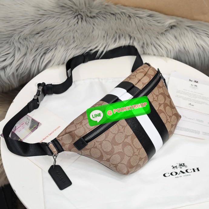 Coach GRADE BELT BAG IN SIGNATURE CANVAS (COACH C1411) Signature coated canvas and refined calf leather| Inside multifunction pocket| Zip closure, fabric lining| Outside zip pocket| Adjustable strap for wear at waist