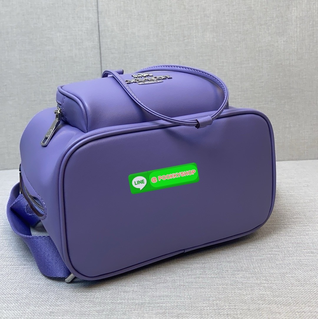 COACH PACE BACKPACK COACH CR100 | Refined calf leather | Inside zip and multifunction pockets | Drawstring and speedclip closures, fabric lining | Handle with 3" drop | Outside zip pocket | Outside zip access to interior |