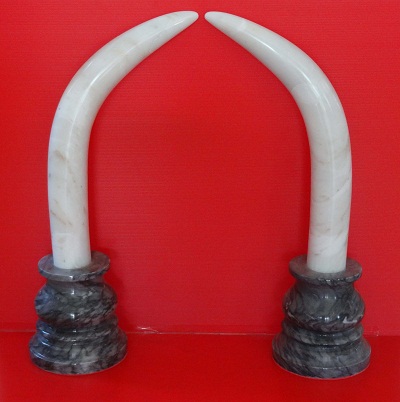 งาช้างคู่ หินอ่อน ขนาดสูง 120 ซ.ม.