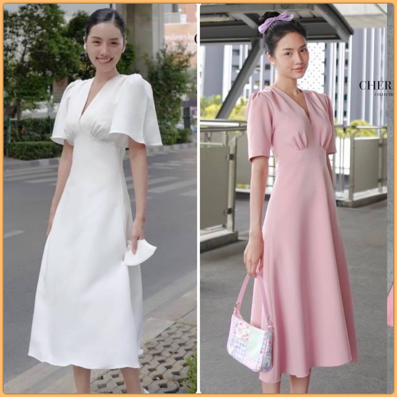 💗CHERISH COLLECTION 💗 DETAILS :: เดรสทรงสวยให้ลุคเรียบหรูดูแพง ใส่ได้ทั้งงานบุญ งานแต่ง ด้วยการตัดเย็บ และใช้เนื้อผ้าอย่างดี ช่วงคอเป็นตัวสีใครใส่ก็ดูสูงโปร่ง จับจีบช่วงไหล่ไล่มาถึงอก ตีเกร็ดช่วงเอว ช่วงสะโพกปล่อยเป็นทรง A แต่งกระเป๋าใช้งา