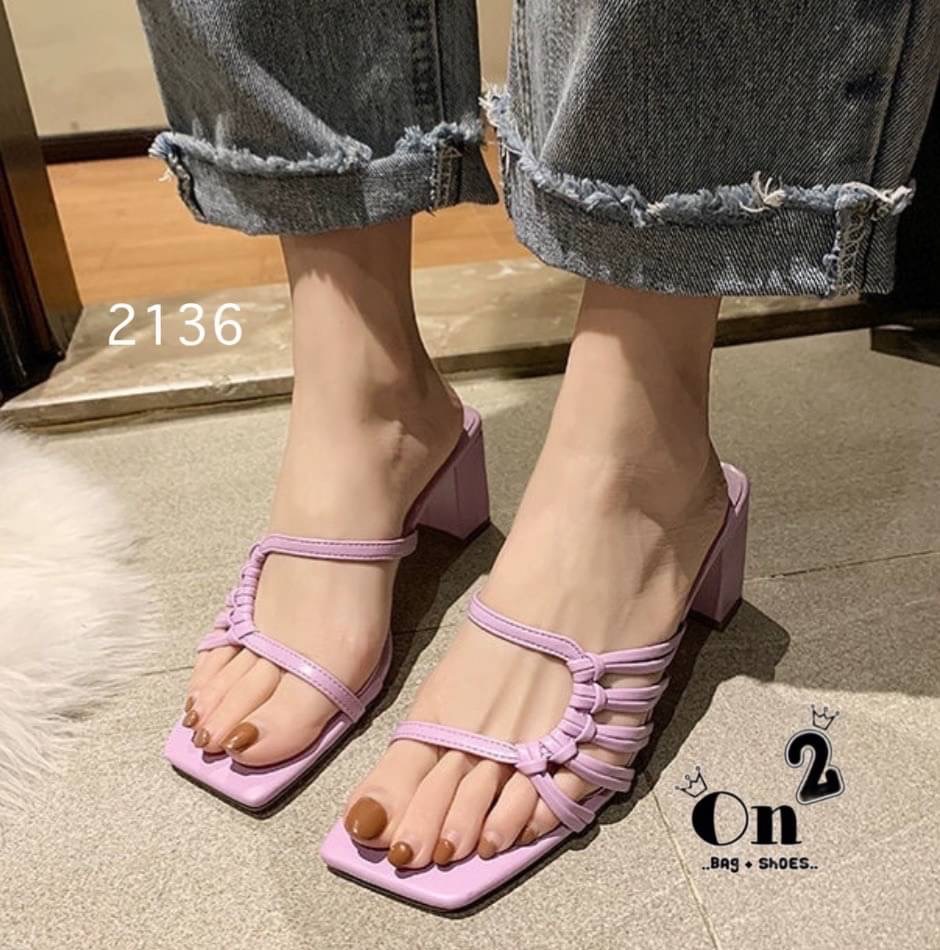 แบบใหม่พร้อมส่ง...รองเท้าส้นสูงสวมหน้าดีไซน์หนังสานงานเรียบเก๋สีพาสเทลสวยๆพร้อมส่ง3 สี