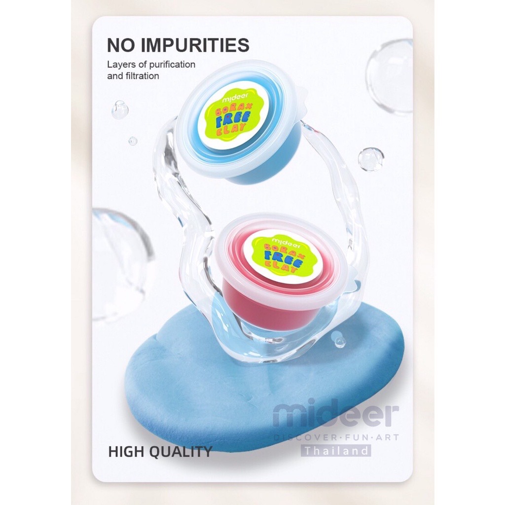 Mideer มิเดียร์ BORAX FREE CLAY 6 colors เพลย์โดปั้นสนุกมือ 6 สี