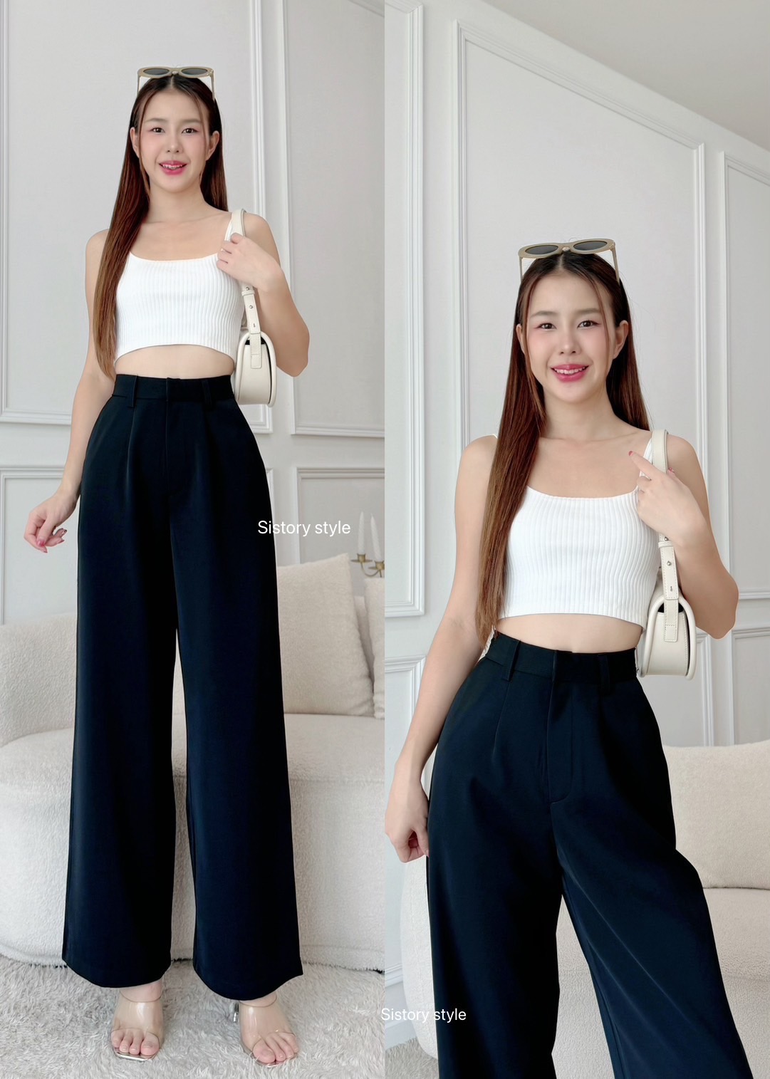 กางเกงแฟชั่น กระบอกใหญ่ จีบทวิส เก็บทรงสวย เลิกกังวลทั้งพุงและต้นขา