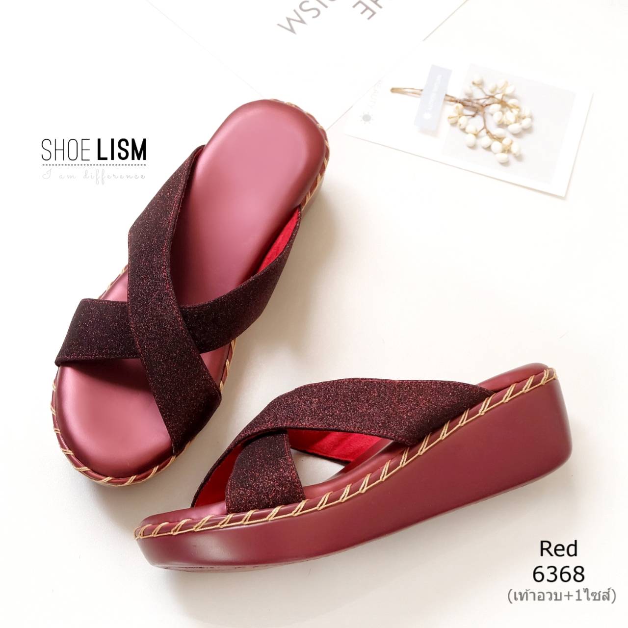 สินค้าพร้อมส่ง มาใหม่คร้าางานหน้าไขว้ รองเท้าลำลองส้นเตารีด สวมใส่ง่าย ใส่สบาย พื้นนิ่ม แมทซ์กับชุดไหนก็เก๋ๆๆคร้าา!👍