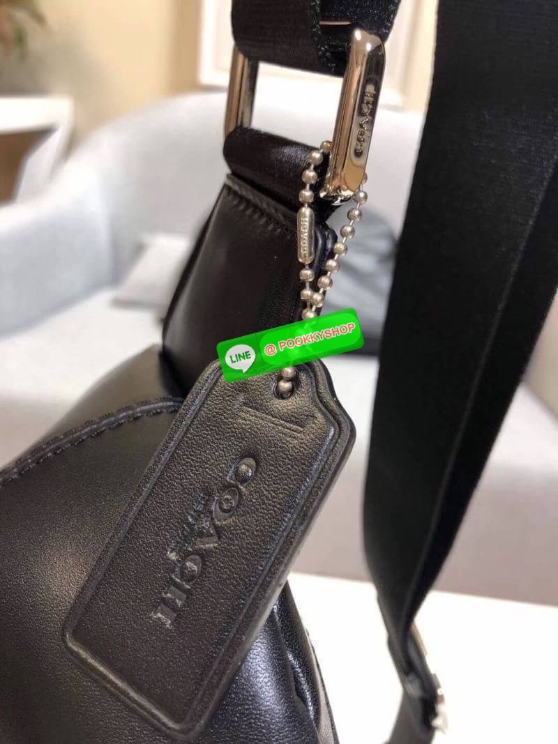 Coach Crossbody Charles Charcoal Black Signature Coated Canvas Backpack