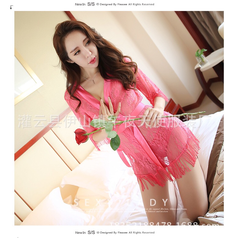 Setชุดคลุมนอน เซ็ทชุดคลุม ลูกไม้สีชมพู งานสวย แบบหรูเซ็กซี่มากคะ