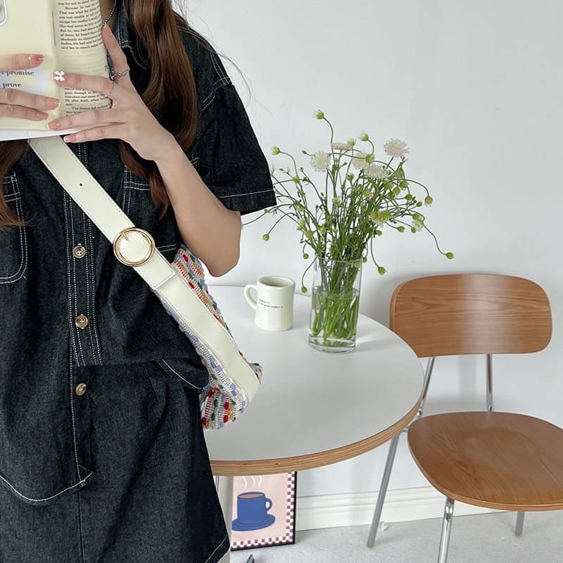 รุ่นใหม่ พร้อมส่ง!!!!! Yumi bag ลายผ้าถักโทนสีน่ารัก เหมาะไปมหาลัยมากใบนี้ ใส่ipadได้ทุกรุ่นเลย