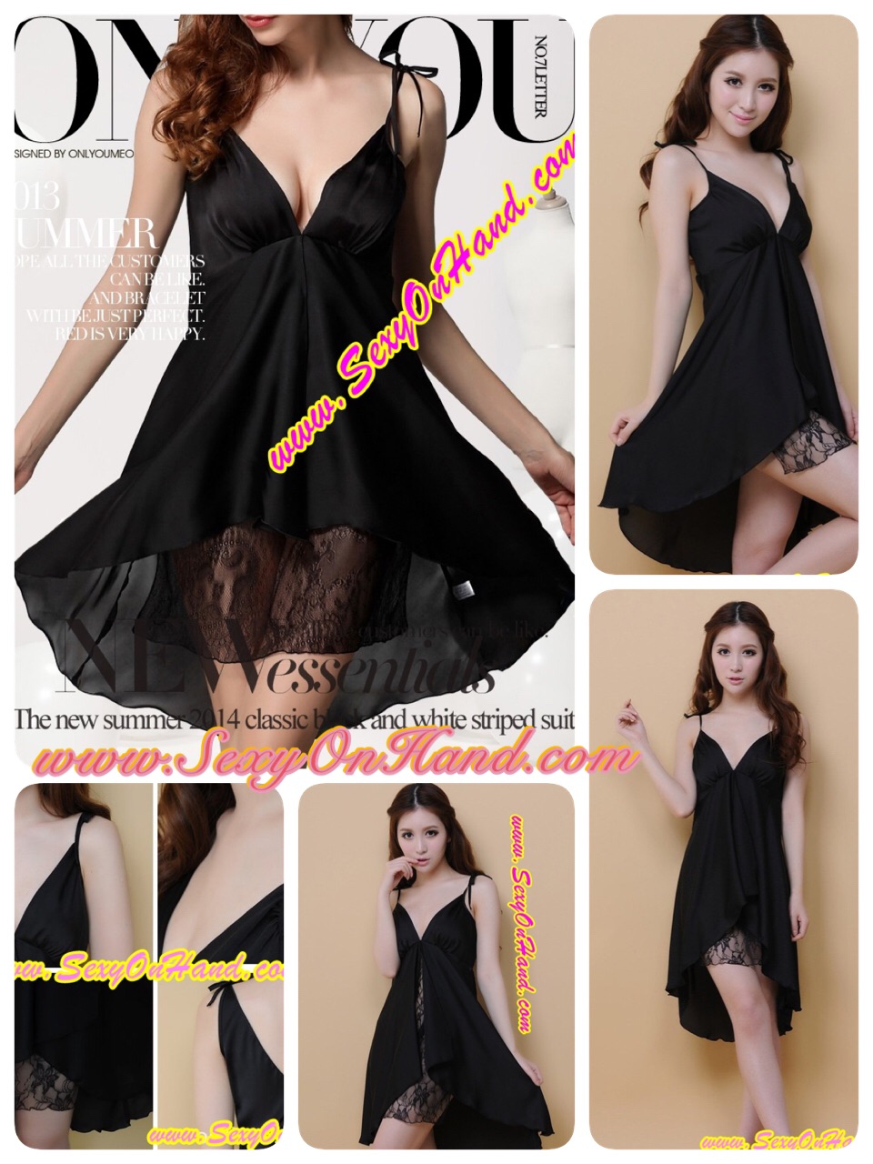 ชุดนอนสายเดี่ยว เซ็กซี่ สีดำ ชุดนอนผ้าไหม สีดำ แต่งซ้อนทบด้านหน้า ด้านในซ้อนลูกไม้เซ็กซี่ ซีทรู แบบมัดใหล่ สวยเซ็กซี่ มากคะ
