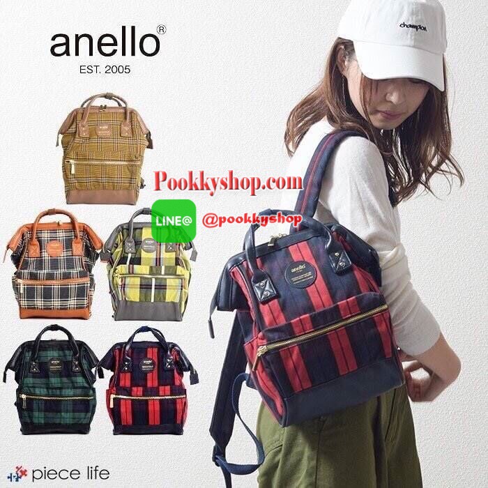 Anello Checked Hinge Clasp Mini Backpack เปิดตัวคอลเลคชั่นใหม่ปลายปีสุดน่ารัก วัสดุผ้าแคนวาสลายสก็อต และขอบบนล่างและด้านหลัง วัสดุpu โลโก้แบรนด์ด้านหน้าตัดหนังทรงกลม จุดเด่นในการใช้งานยังคงเหมือนเดิม ต่างที่ขนาดจะเล็กกว่ารุ่นออริจินัลไซส์มินินิดเดียว ผู้ใ