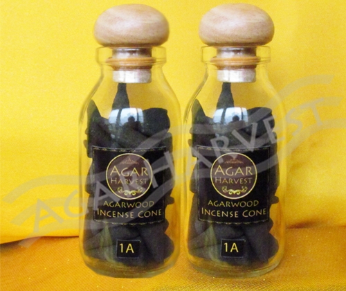 AgarHarvest ธูปปั้น ไม้หอม ไม้กฤษณา แท้ Agarwood Incense Cone 1A Grade (Standard) 1 ขวด 48 กรัม