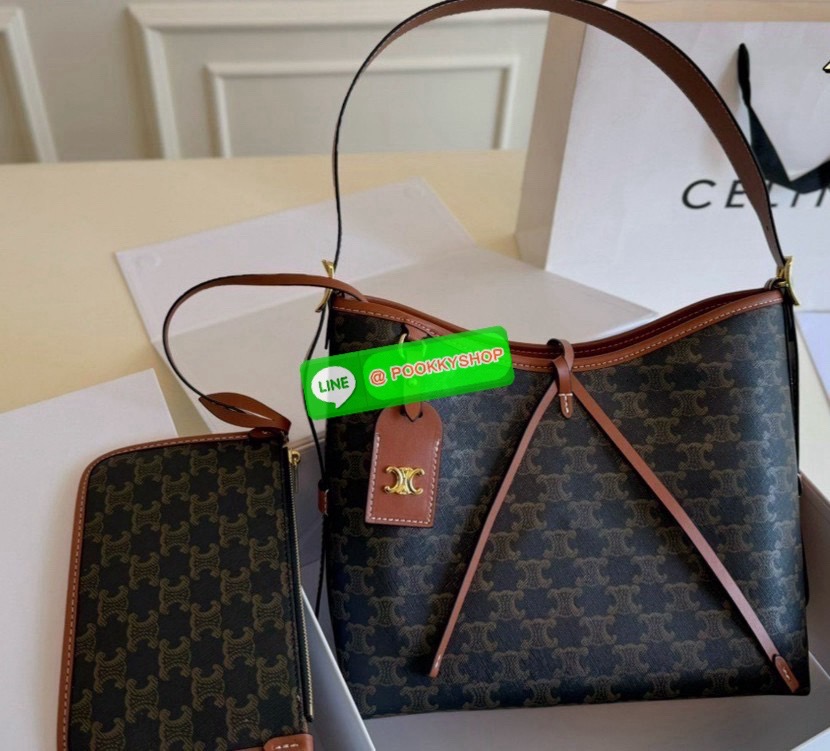 Celine Triomphe Tote Handbag / Celine Tote Bag / Celine Delightful Monogram Tote