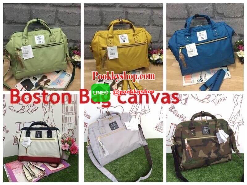 ANELLO 2 WAY POLPESTER CANVAS BOSTON BAG รุ่นใหม่ล่าสุดจากแบรนด์ที่ทุกคนรู้จัก รุ่นนี้วัสดุผ้าแคนวาสเนื้อนิ่มและน้ำหนักเบา ปากกระเป๋ามีโครงเป็นเอกลักษณ์จุดเด่น หูสูง 20 ซม. ด้านหน้ามีช่องซิปใส่ของได้ เปิดปิดด้วยซิปคู่ ภายในกว้าง ใบใหญ่ ใส่หนังสือหรือ A4 โ