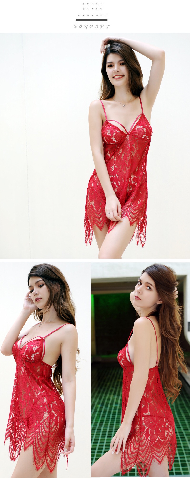 ชุดนอนเซ็กซี่ ชุดนอนซีทรูสีขาว แต่งลูกไม้ ฉลุ งานสวย หรู มากคะ