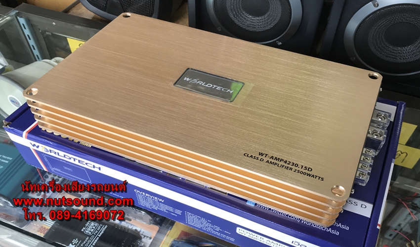 เพาเวอร์แอมป์รถยนต์ คลาสดี 1500 W (rms) ยี้ห้อ WORLDTECH รุ่น WT-4230.15D