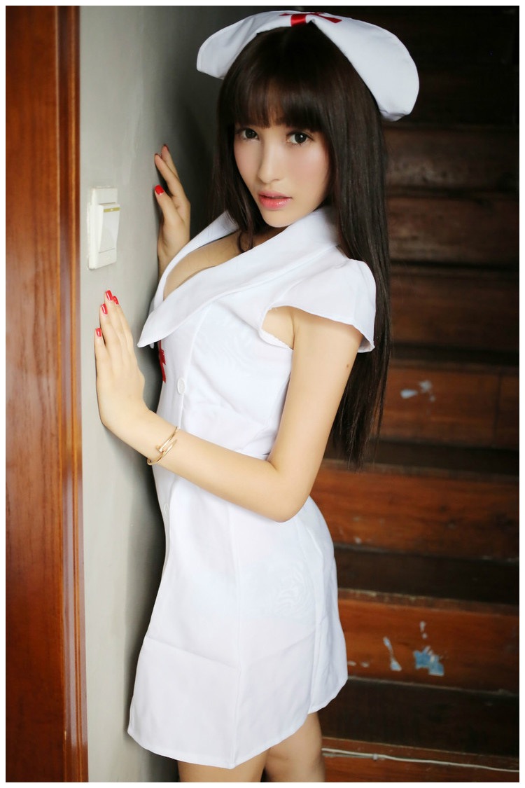 ชุดคอสเพลย์ พยาบาล แสนสวย ชุดเดรส นางพยาบาล สีขาว+หมวกพยาาล +ถุงน่องตาข่ายเขุ้าชุดคะ