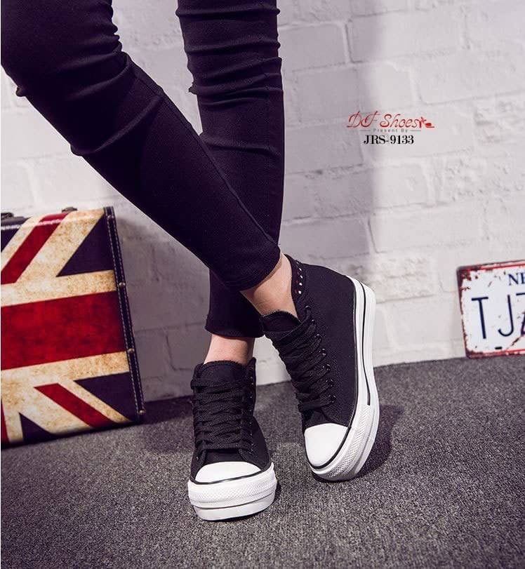 สินค้าพร้อมส่ง รองเท้าผ้าใบแพลตฟอร์มนำเข้า Style Paul Frank น่ารัก วัสดุผ้าแคนวาส ส้นหนัง PU พื้นรองเท้าพื้นยางไม่ลื่นจ้า เสริมส้นด้านใน สาวแนวสปอร์ตห้ามพลาดจ้า