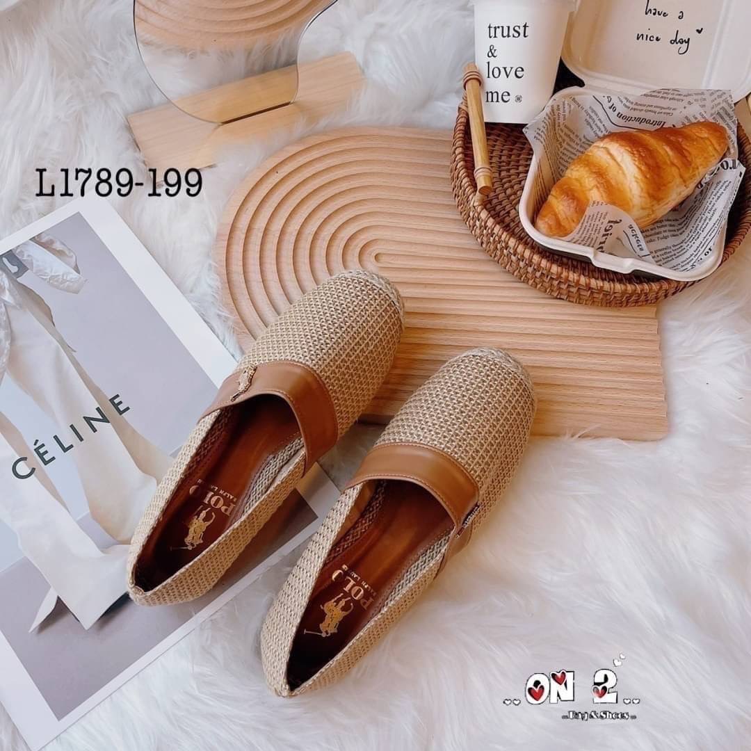 รองเท้าคัช POLO ปักอะไหล่ทอง แนวสปอร์ต ผ้าแคนวาน กับ ลายกระสอบสุดคลาสสิค สวยมากค่ะ พร้อมส่ง2สี