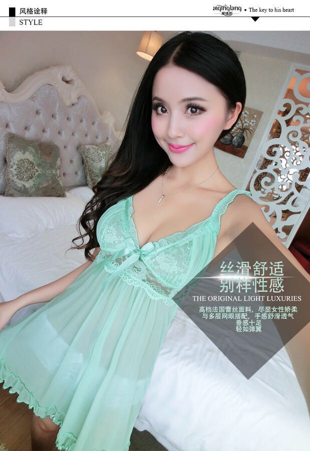 ชุดนอนซีทรู สีเขียวอ่อน เกรดพรีเมี่ยม งานหรู สินค้าญี่ปุ่น เกรดไฮโซ สุดๆ สวยใส ลุคนางฟ้ามากๆเลยคะ