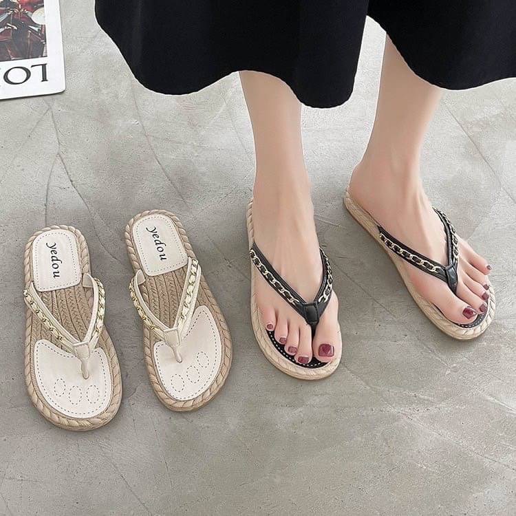 พร้อมส่ง รองเท้าแตะหนีบ สายเปียอะไหล่ทอง พื้นปอนิ่ม น้ำหนักเบา ใส่สบายเท้า ไม่บาดเท้า