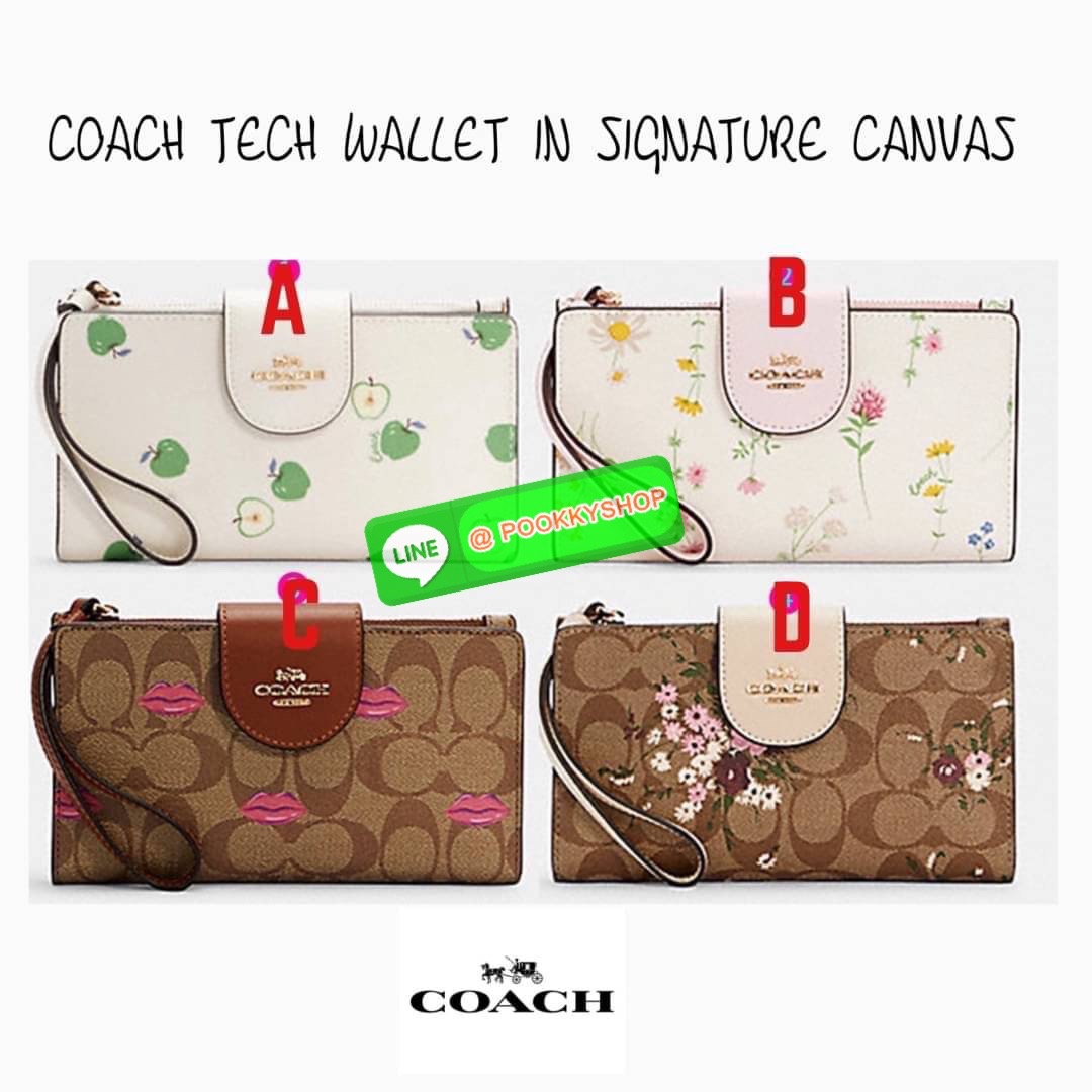 COACH TECH WALLET IN SIGNATURE CANVAS อีกหนึ่ง collection ของกระเป๋าสตางค์ที่ดีไซน์ทันสมัยให้ใช้งานได้แบบครบครัน เป็นกระเป๋าสตางค์ ที่มีช่องสำหรับใส่โทรศัพท์มือถือ ธนบัตร เหรียญ และบัตรต่าง ๆ ใช้งานแบบ2ด้าน เพิ่มความสะดวกสบายด้วยสายคล้องมือ ช่วยให้พกไปไหน