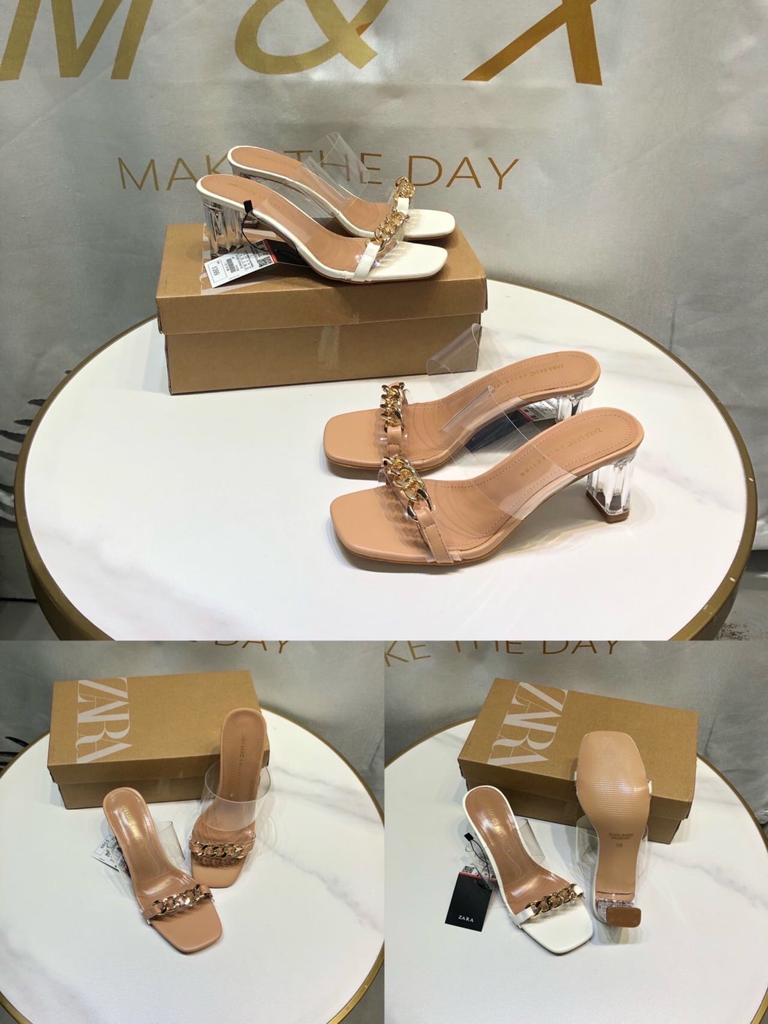 พร้อมส่งคะ ZARA shoes งาน ZARA อะไหล่โซ่ทอง ส้นสูง 3 นิ้ว สวยยืน1 มาแล้วจ้า ทรงสวยอย่างดี งานเกร๋เรียบหรูดูแพง ตัวนี้ห้ามพลาด ใส่สบายจะแมตช์กับกางเกง👖หรือกระโปรง👗ก็ได้ค่ะ แม่ค้าคอนเฟริม ห้ามพลาดเลยจ้าตัวนี้แนะนำ อย่าช้ารีบเลย