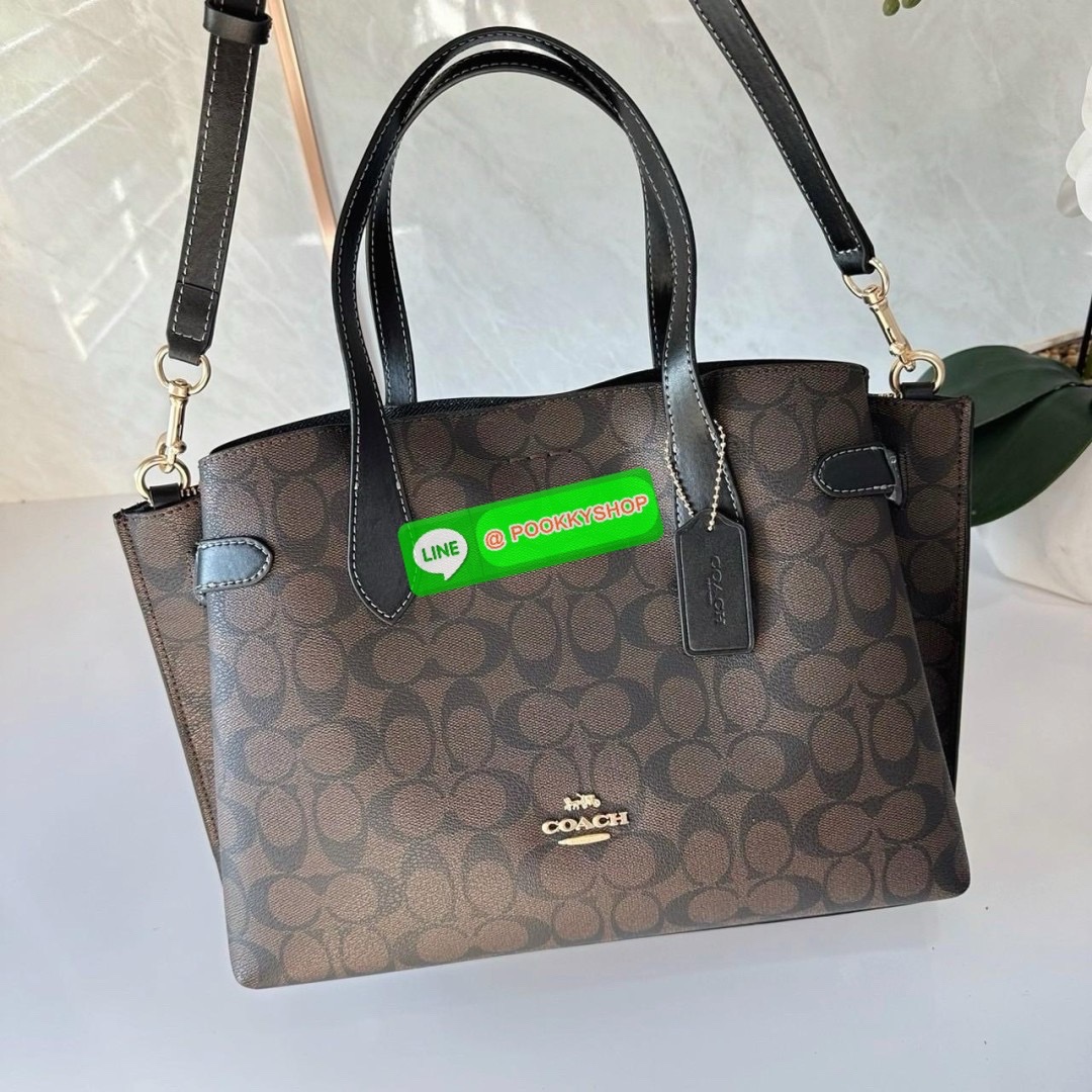 COACH HANNA CARRYALL IN SIGNATURE CANVAS (CH542) 🔖กระเป๋าสะพายไหล่/ถือ รูปทรงสวยหรู ลุคคุณนายมากแม่