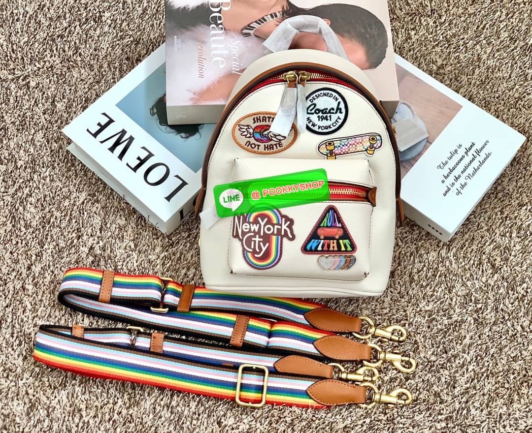 COACH CHARER BACKPACK WITH PATCHES ((CA137)) 🌈หลงรักเธอมากมาย เอาอะไรมาแลกก็ไม่ยอมจ้า🥱 ❣️กระเป๋าสะพายแบบมรหูหิ้ว วัสดุหนังแท้อย่างดี ลายหนังสวยมากๆ ละมุนมือมากๆค่ะ ❣️รุ่นนี้สามารถสะพายแบบเป้ได้//สะพายเฉียงด้านหลังได้//คาดมาด้