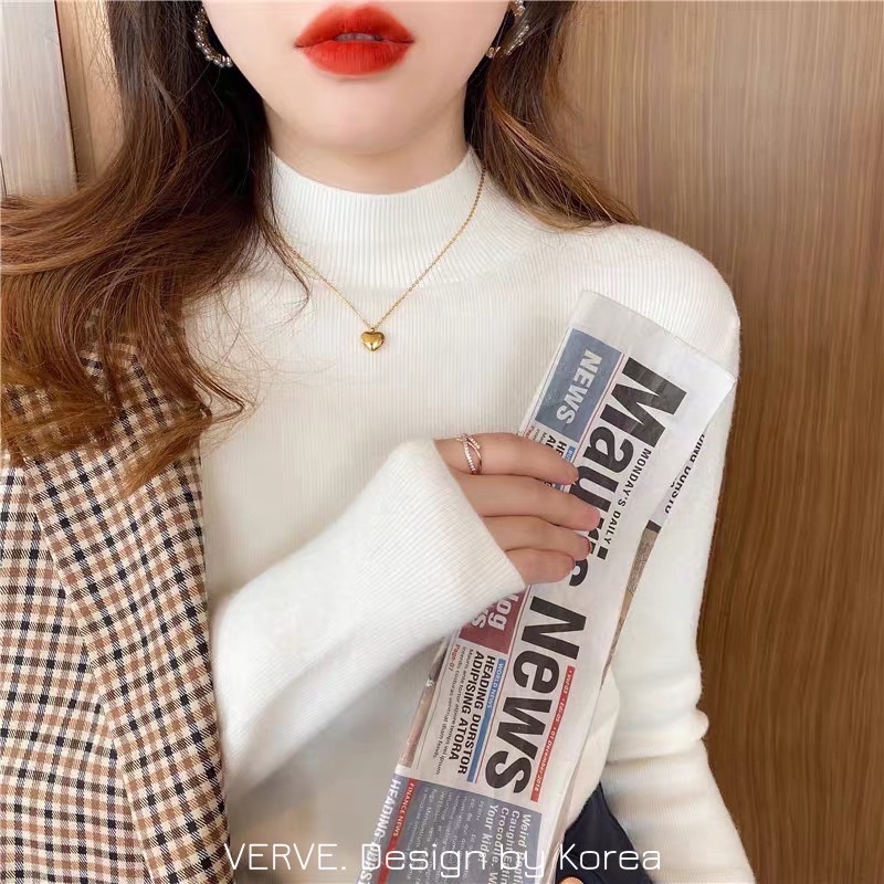 เสื้อแฟชั่น เสื้อไหมพรมแขนยาวคอปีน ผ้าไหมพรมเนื้อดี นิ่ม ใส่สบาย