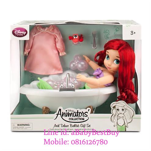 z Disney Animators' Collection Ariel Doll Deluxe Bathtub Gift Set - 16'' ตุ๊กตาดีสนีย์ แอนิเมเตอร์ เจ้าหญิงแอเรียล เซ็ตพร้อมอ่างสีมุก