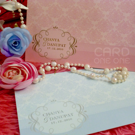 การ์ดแต่งงาน วินเทจหวานๆ แนวนอน 2 พับ