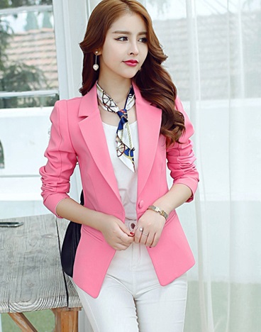 เสื้อสูท ผ้าหนาอย่างดี มีซับในเย็บติดไร้ตะเข็บ กระเป๋าหลอก R133 สีชมพู