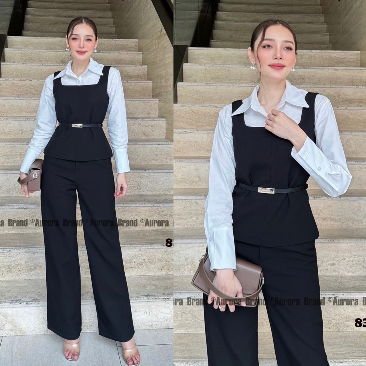 ชุดเซทแฟชั่น SET. 4Pieces Black & White ชุดเซตที่แมทกันได้สวยหรู ลักชูวสุดๆ